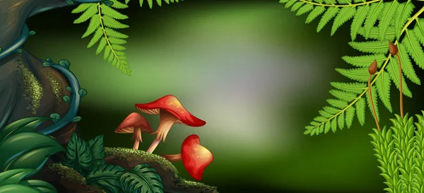 숲에서 버섯과 배경 장면 — 스톡 벡터