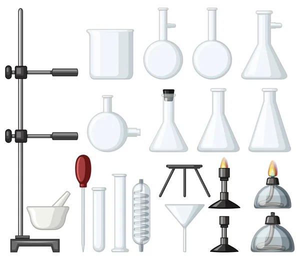Different types of science containers and burners — Stock Vector