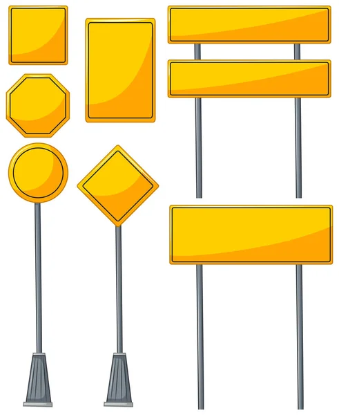Diferentes diseños de signos amarillos — Vector de stock
