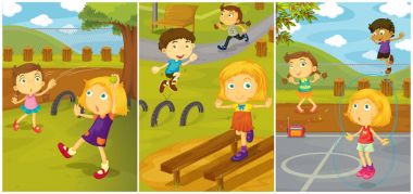 Children playing in the park clipart