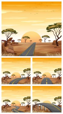 Beş sahneleri ile yollar ova alanında