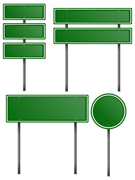 Sinais verdes em postes de metal —  Vetores de Stock