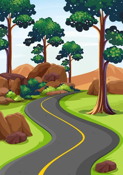 Route dans les bois — Image vectorielle