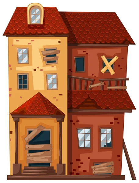 Maison en brique en mauvais état — Image vectorielle