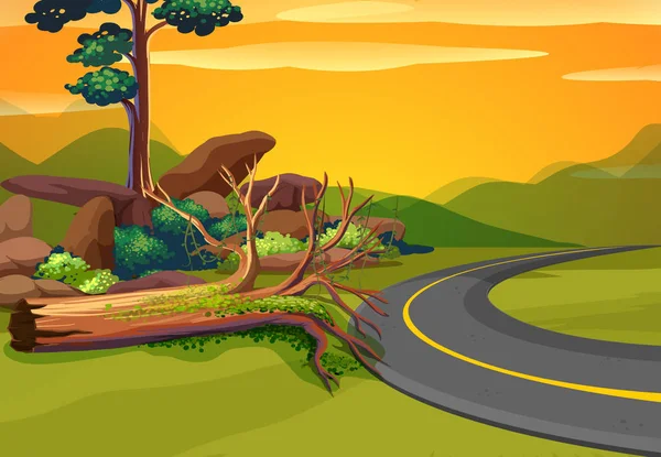 Dağlara giden yol ile sahne