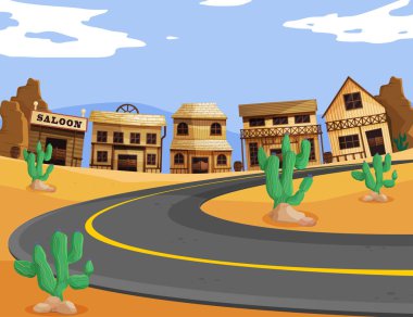 Yol boyunca Batı kasabası ile sahne