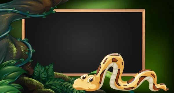 Tableau noir avec serpent dans la jungle comme arrière-plan — Image vectorielle