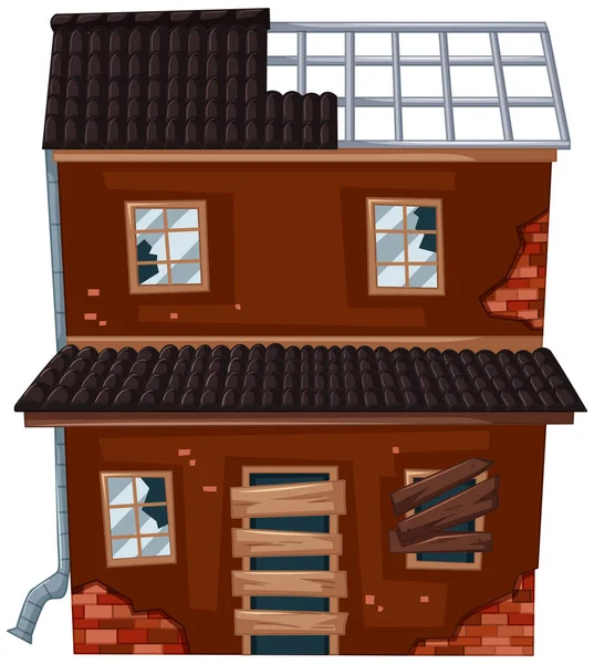 Vecchia casa con tetto rotto — Vettoriale Stock