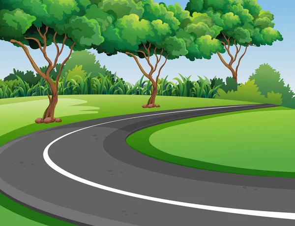 Escena con carretera en el parque — Vector de stock