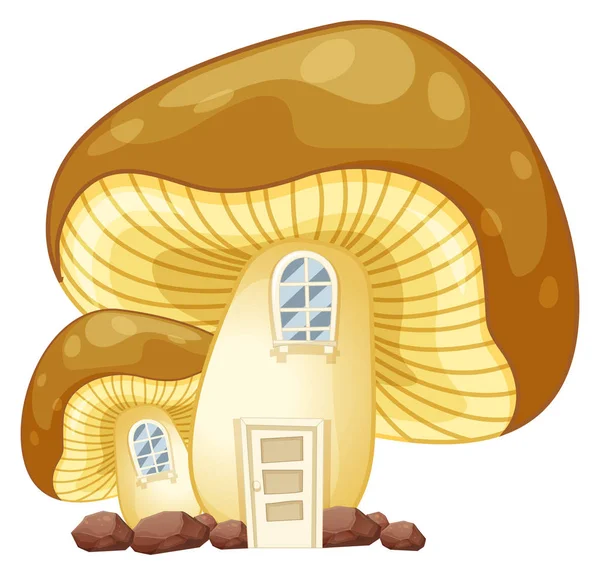 Maison de champignons avec porte et fenêtres — Image vectorielle