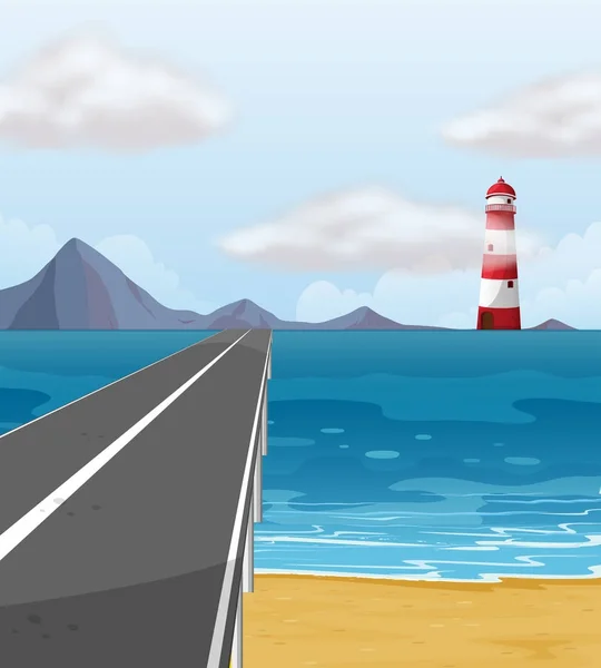 Route vide à travers l'océan — Image vectorielle