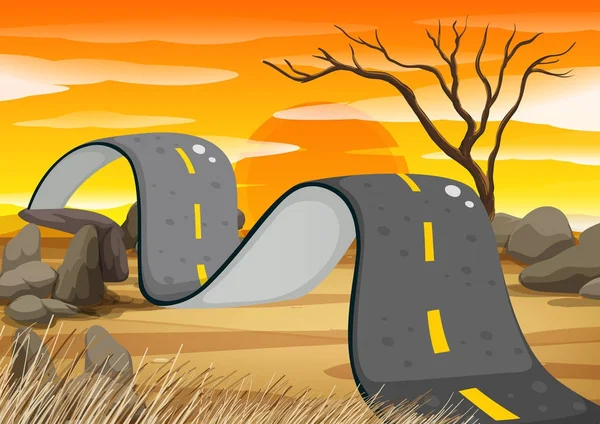 Bumpy carretera en el campo — Vector de stock