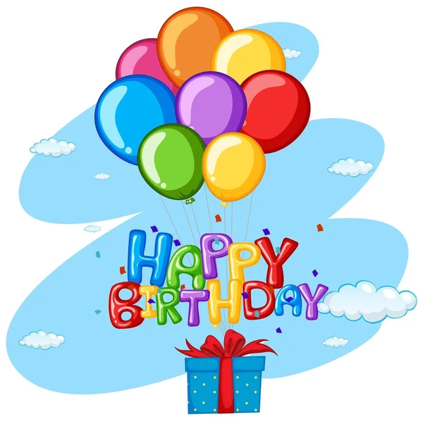 Alles Gute zum Geburtstag mit Geschenk und Luftballons — Stockvektor