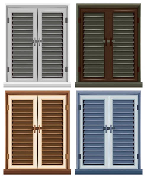 Quattro cornici di finestra in diversi colori — Vettoriale Stock