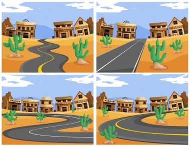 Batı şehirde yollar ile dört sahneleri