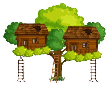 Ağaç üzerinde iki treehouses