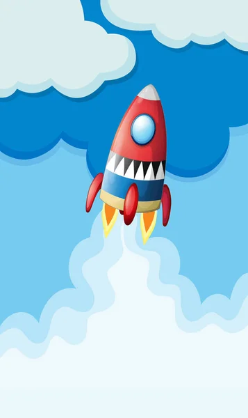 Rocket flying in the sky — Stock Vector