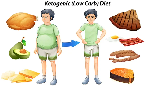 Кетогенная диета с различными видами пищи — стоковый вектор