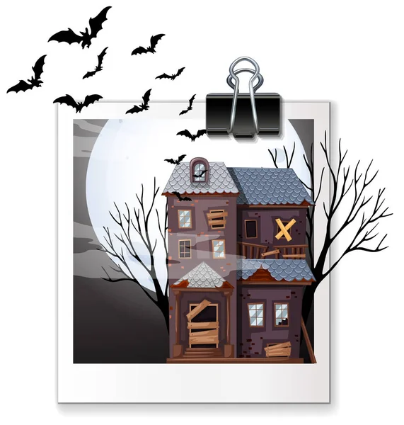 Фото дома с привидениями ночью — стоковый вектор