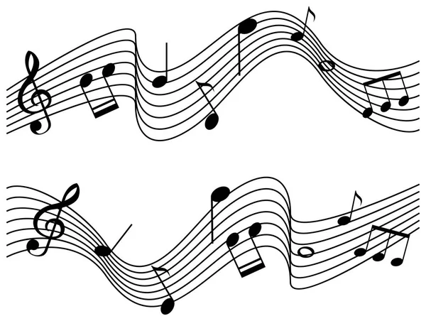 Музыкальные ноты на двух весах — стоковый вектор