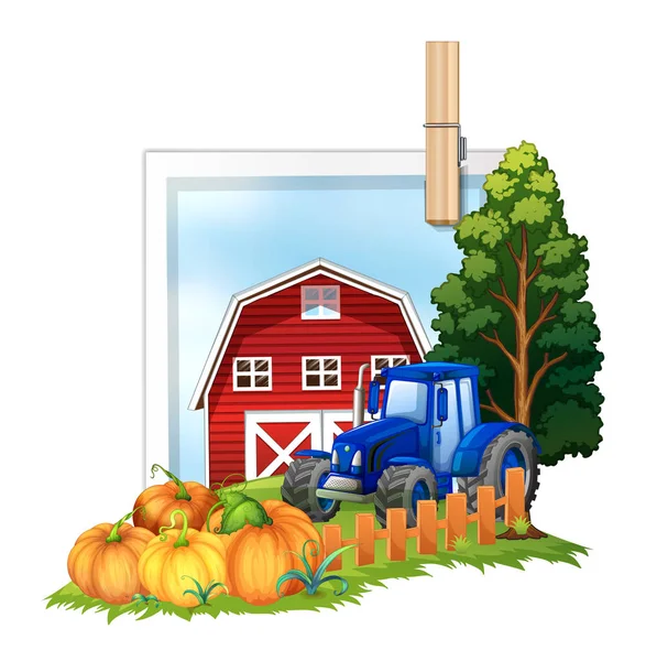 Bauernhof mit Traktor und Scheune — Stockvektor