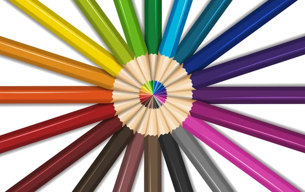Különböző színek a színes ceruzák — Stock Vector