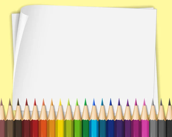Пустая бумага с цветными карандашами — стоковый вектор