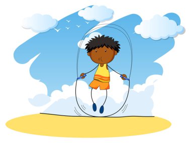 Gün zaman ip atlayan çocuk