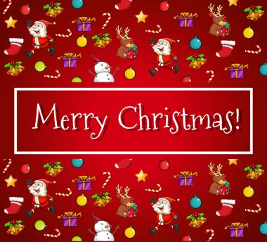 Neşeli Noel kartı santa ve süs eşyaları ile