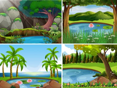 Orman dört arka plan sahneleri