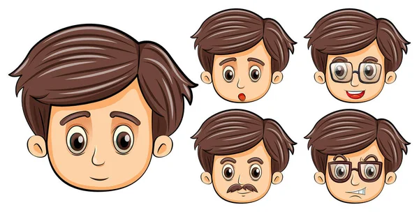 Hombres con diferentes expresiones faciales — Archivo Imágenes Vectoriales