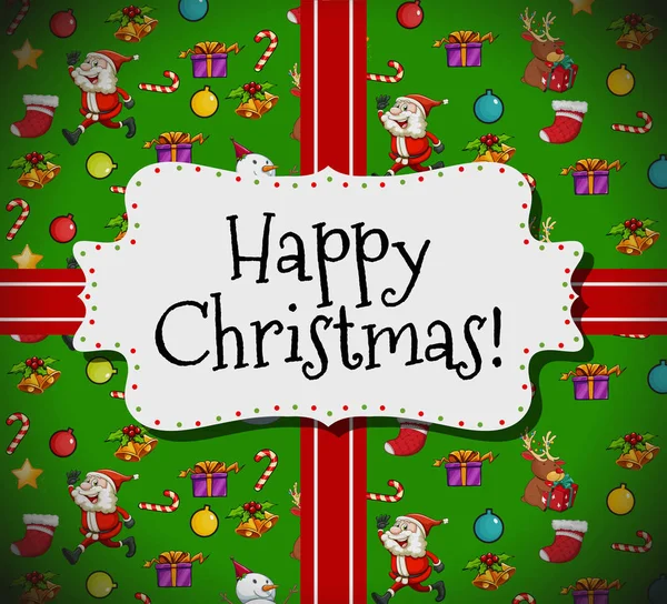 Buon Natale modello di biglietto con Babbo Natale e ornamenti — Vettoriale Stock
