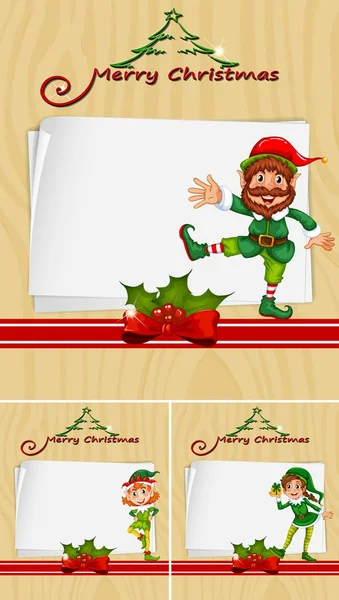 Border template with christmas eleves — Stock Vector