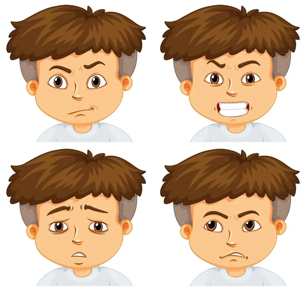 Boy with different emotions — Stock Vector