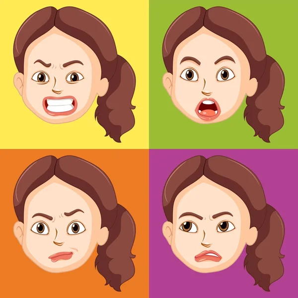 Mujer con diferentes emociones — Vector de stock