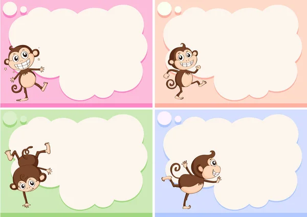 带小猴的边框模板 — 图库矢量图片