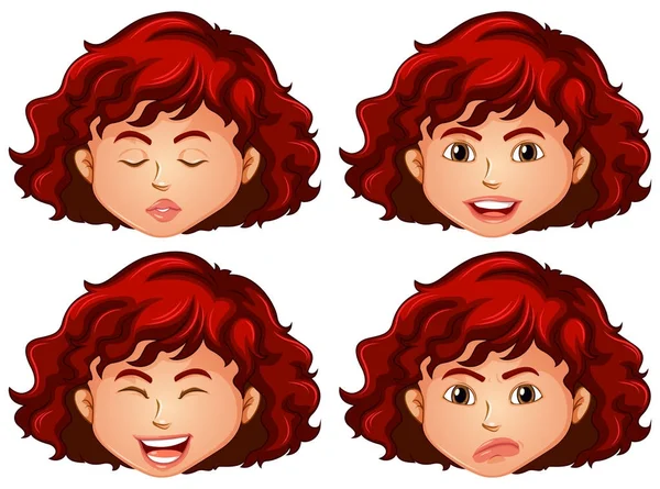 Fille avec quatre émotions différentes — Image vectorielle