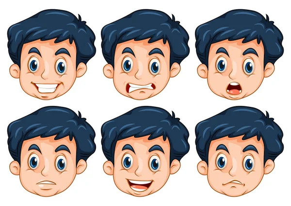 Hombre con seis emociones diferentes — Archivo Imágenes Vectoriales