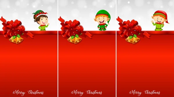 Tři pozadí šablony s vánoční eleves — Stockový vektor