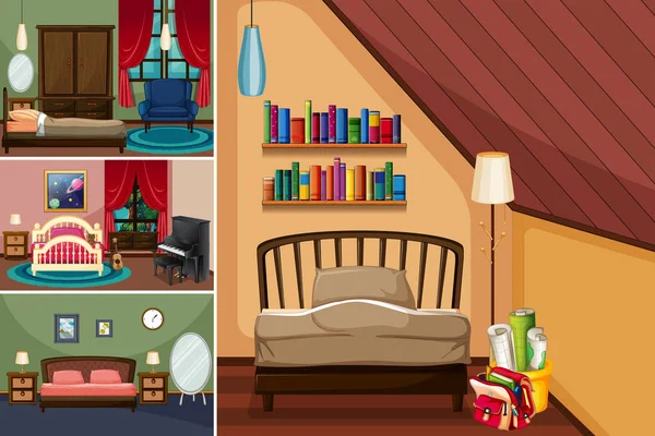 Different rooms in the house — Stock Vector