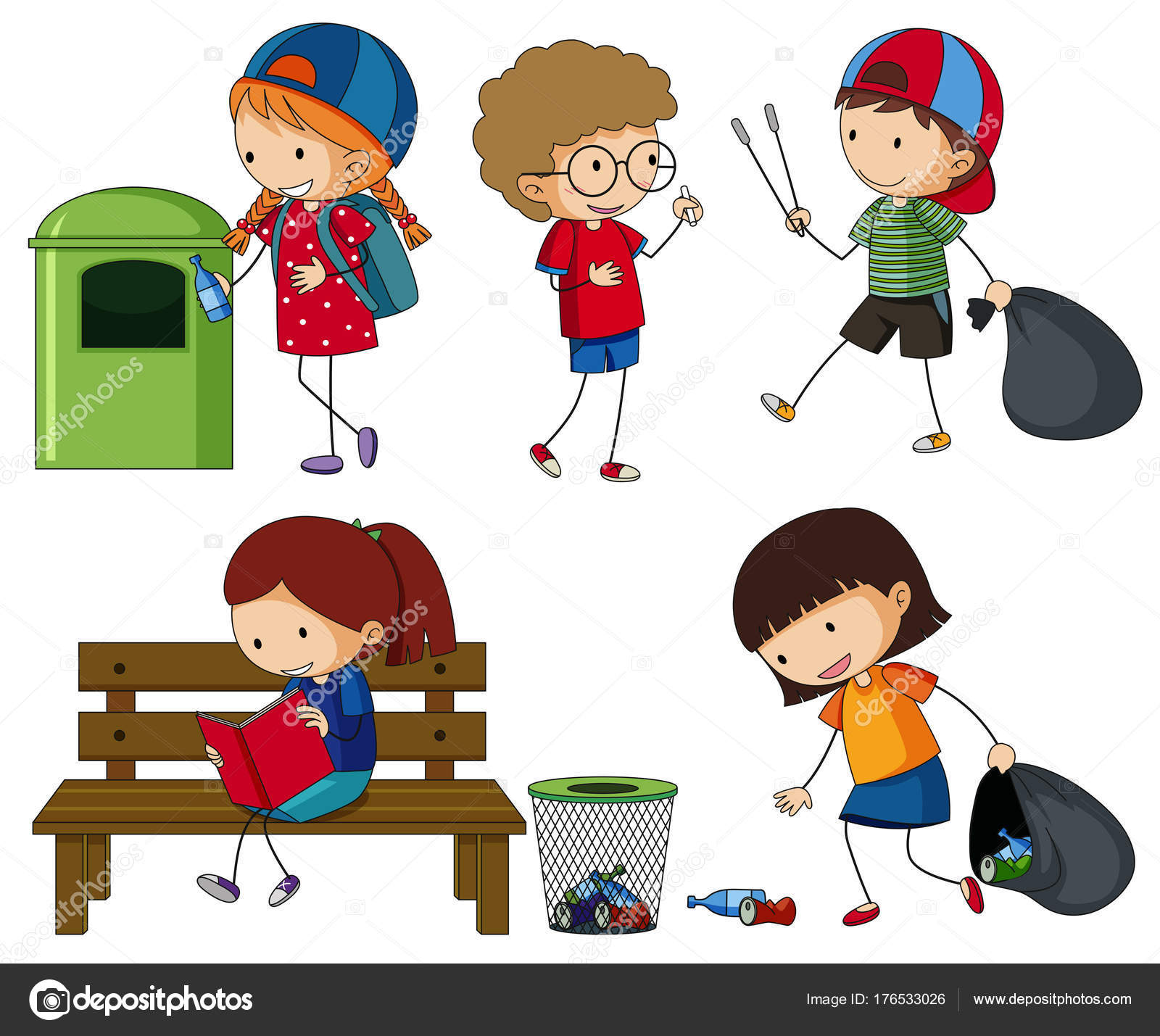 Kids cleaning up the trash Stock Vector Image by ©interactimages #176533026 Kids cleaning up the trash Stock Vector Image by ©interactimages #176533026