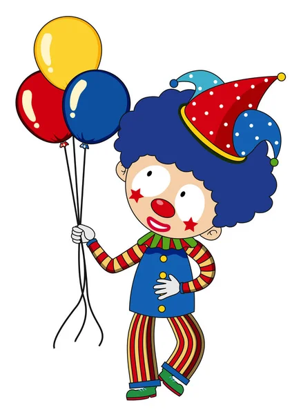 Щасливий клоун з різнокольоровими кульками — стоковий вектор