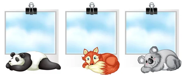 Drie frames met wilde dieren — Stockvector