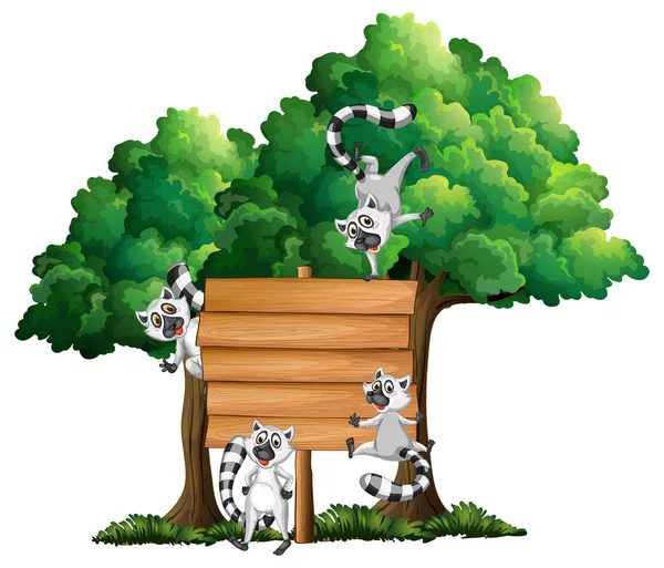 Holzbrettschablone mit Lemuren im Hintergrund — Stockvektor