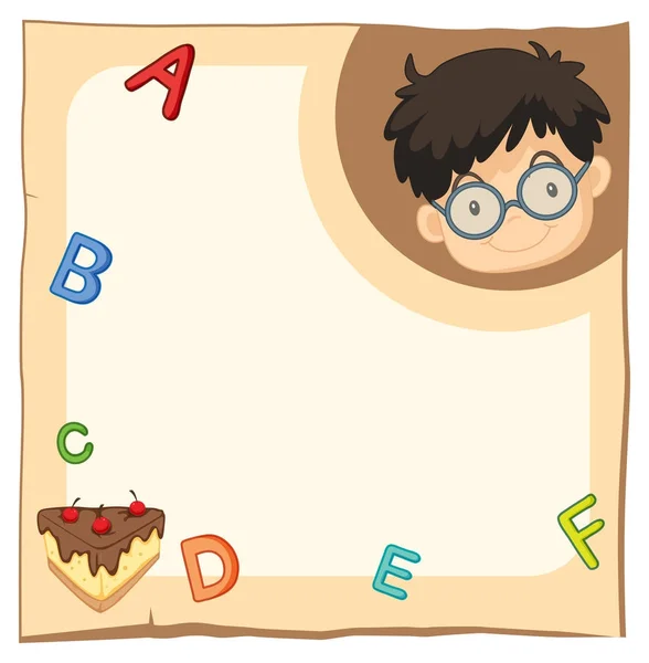 Mutlu çocuk ve alfabe ile kağıt şablonu — Stok Vektör