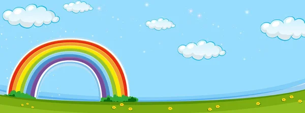 Escena de fondo con arco iris colorido — Archivo Imágenes Vectoriales