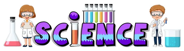 Word design for Science with beakers — Stock Vector