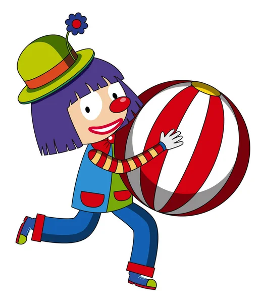 Happy clown with beachball — Stock Vector