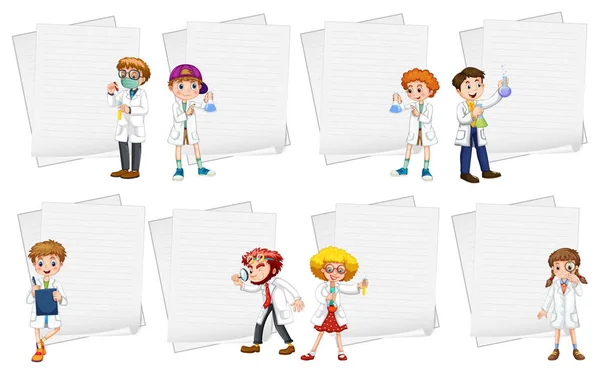Paper template with scientists — Stock Vector
