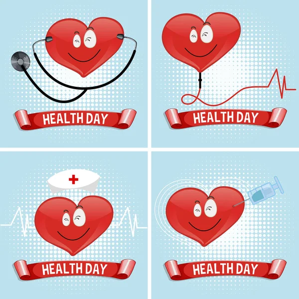 Health day background with heart and medical equipment